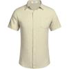 imageCOOFANDY Mens Casual Button Down Shirts Short Sleeve Linen Shirts Summer Beach Dress ShirtLinen  Khaki