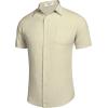 imageCOOFANDY Mens Casual Button Down Shirts Short Sleeve Linen Shirts Summer Beach Dress ShirtLinen  Khaki