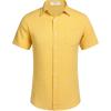 imageCOOFANDY Mens Casual Button Down Shirts Short Sleeve Linen Shirts Summer Beach Dress ShirtLinen  Light Yellow