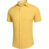imageCOOFANDY Mens Casual Button Down Shirts Short Sleeve Linen Shirts Summer Beach Dress ShirtLinen  Light Yellow