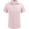 imageCOOFANDY Mens Casual Button Down Shirts Short Sleeve Linen Shirts Summer Beach Dress ShirtLinen  Pink