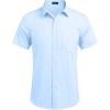 imageCOOFANDY Mens Casual Button Down Shirts Short Sleeve Linen Shirts Summer Beach Dress ShirtLinen  Sky Blue