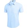 imageCOOFANDY Mens Casual Button Down Shirts Short Sleeve Linen Shirts Summer Beach Dress ShirtLinen  Sky Blue
