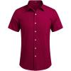 imageCOOFANDY Mens Casual Button Down Shirts Short Sleeve Linen Shirts Summer Beach Dress ShirtLinen  Wine Red