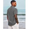 imageCOOFANDY Mens Casual Button Down Shirts Short Sleeve Linen Shirts Summer Beach Dress ShirtShort Sleeve  Black