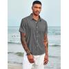 imageCOOFANDY Mens Casual Button Down Shirts Short Sleeve Linen Shirts Summer Beach Dress ShirtShort Sleeve  Black