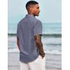 imageCOOFANDY Mens Casual Button Down Shirts Short Sleeve Linen Shirts Summer Beach Dress ShirtShort Sleeve  Blue