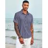 imageCOOFANDY Mens Casual Button Down Shirts Short Sleeve Linen Shirts Summer Beach Dress ShirtShort Sleeve  Blue