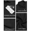 imageCOOFANDY Mens Casual Button Down Shirts Short Sleeve Linen Shirts Summer Beach Dress ShirtShort Sleeve  Dark Black