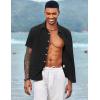 imageCOOFANDY Mens Casual Button Down Shirts Short Sleeve Linen Shirts Summer Beach Dress ShirtShort Sleeve  Dark Black