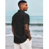 imageCOOFANDY Mens Casual Button Down Shirts Short Sleeve Linen Shirts Summer Beach Dress ShirtShort Sleeve  Dark Black