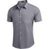 imageCOOFANDY Mens Casual Button Down Shirts Short Sleeve Linen Shirts Summer Beach Dress ShirtShort Sleeve  Grey