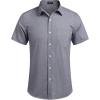 imageCOOFANDY Mens Casual Button Down Shirts Short Sleeve Linen Shirts Summer Beach Dress ShirtShort Sleeve  Grey