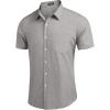 imageCOOFANDY Mens Casual Button Down Shirts Short Sleeve Linen Shirts Summer Beach Dress ShirtShort Sleeve  Light Gray