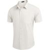 imageCOOFANDY Mens Casual Button Down Shirts Short Sleeve Linen Shirts Summer Beach Dress ShirtShort Sleeve  White