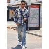 imageCOOFANDY Mens Flannel Shirts Long Sleeve Cotton Plaid Shirt Jacket Casual Button Down Shirt with PocketsBlue