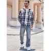 imageCOOFANDY Mens Flannel Shirts Long Sleeve Cotton Plaid Shirt Jacket Casual Button Down Shirt with PocketsBlue
