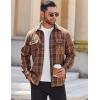 imageCOOFANDY Mens Flannel Shirts Long Sleeve Cotton Plaid Shirt Jacket Casual Button Down Shirt with PocketsBrown
