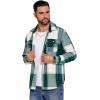 imageCOOFANDY Mens Flannel Shirts Long Sleeve Cotton Plaid Shirt Jacket Casual Button Down Shirt with PocketsGreen