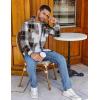 imageCOOFANDY Mens Flannel Shirts Long Sleeve Cotton Plaid Shirt Jacket Casual Button Down Shirt with PocketsGrey