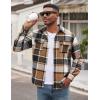 imageCOOFANDY Mens Flannel Shirts Long Sleeve Cotton Plaid Shirt Jacket Casual Button Down Shirt with PocketsKhaki