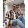 imageCOOFANDY Mens Flannel Shirts Long Sleeve Cotton Plaid Shirt Jacket Casual Button Down Shirt with PocketsKhaki