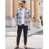 imageCOOFANDY Mens Flannel Shirts Long Sleeve Cotton Plaid Shirt Jacket Casual Button Down Shirt with PocketsLight Blue