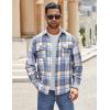 imageCOOFANDY Mens Flannel Shirts Long Sleeve Cotton Plaid Shirt Jacket Casual Button Down Shirt with PocketsLight Blue