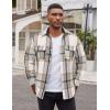imageCOOFANDY Mens Flannel Shirts Long Sleeve Cotton Plaid Shirt Jacket Casual Button Down Shirt with PocketsLight Grey