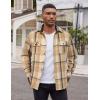 imageCOOFANDY Mens Flannel Shirts Long Sleeve Cotton Plaid Shirt Jacket Casual Button Down Shirt with PocketsLight Khaki