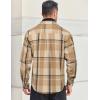 imageCOOFANDY Mens Flannel Shirts Long Sleeve Cotton Plaid Shirt Jacket Casual Button Down Shirt with PocketsLight Khaki