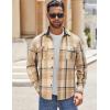 imageCOOFANDY Mens Flannel Shirts Long Sleeve Cotton Plaid Shirt Jacket Casual Button Down Shirt with PocketsLight Khaki