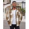 imageCOOFANDY Mens Flannel Shirts Long Sleeve Cotton Plaid Shirt Jacket Casual Button Down Shirt with PocketsLight Khaki White