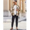 imageCOOFANDY Mens Flannel Shirts Long Sleeve Cotton Plaid Shirt Jacket Casual Button Down Shirt with PocketsLight Khaki White