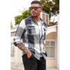 imageCOOFANDY Mens Flannel Shirts Long Sleeve Cotton Plaid Shirt Jacket Casual Button Down Shirt with PocketsNavy Blue