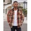 imageCOOFANDY Mens Flannel Shirts Long Sleeve Cotton Plaid Shirt Jacket Casual Button Down Shirt with PocketsOrange Red