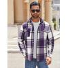 imageCOOFANDY Mens Flannel Shirts Long Sleeve Cotton Plaid Shirt Jacket Casual Button Down Shirt with PocketsPurple