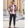 imageCOOFANDY Mens Flannel Shirts Long Sleeve Cotton Plaid Shirt Jacket Casual Button Down Shirt with PocketsRed