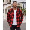 imageCOOFANDY Mens Flannel Shirts Long Sleeve Cotton Plaid Shirt Jacket Casual Button Down Shirt with PocketsWine Red