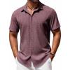 imageCOOFANDY Mens Button Down Shirt Short Sleeve Casual Shirts Beach Summer Shirts Wedding Vacation ShirtsWine Red