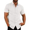 imageCOOFANDY Mens Casual Button Down Shirts Short Sleeve Linen Shirts Summer Beach Dress ShirtShort Sleeve  White
