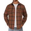 imageCOOFANDY Mens Flannel Shirts Long Sleeve Cotton Plaid Shirt Jacket Casual Button Down Shirt with PocketsBrown
