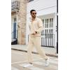 imageCOOFANDY Mens Tracksuit 2 Piece Quarter Zip Sweatsuit Sets Casual Athletic Running Jogging SuitsBeige