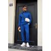 imageCOOFANDY Mens Tracksuit 2 Piece Quarter Zip Sweatsuit Sets Casual Athletic Running Jogging SuitsBlue