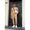 imageCOOFANDY Mens Tracksuit 2 Piece Quarter Zip Sweatsuit Sets Casual Athletic Running Jogging SuitsKhaki