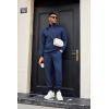 imageCOOFANDY Mens Tracksuit 2 Piece Quarter Zip Sweatsuit Sets Casual Athletic Running Jogging SuitsNavy Blue