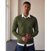 imageCOOFANDY Mens V Neck Pullover Sweater Slim Fit Casual Dress Sweater Lightweight Knitted SweatersArmy Green