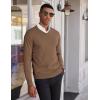 imageCOOFANDY Mens V Neck Pullover Sweater Slim Fit Casual Dress Sweater Lightweight Knitted SweatersBrown