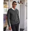 imageCOOFANDY Mens V Neck Pullover Sweater Slim Fit Casual Dress Sweater Lightweight Knitted SweatersDark Grey