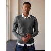 imageCOOFANDY Mens V Neck Pullover Sweater Slim Fit Casual Dress Sweater Lightweight Knitted SweatersDark Grey